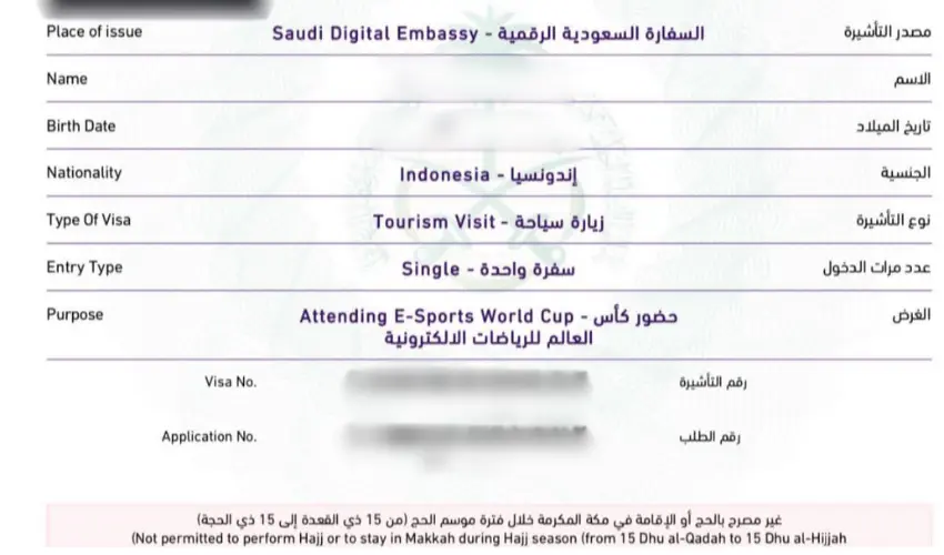 printed saudi visa turis